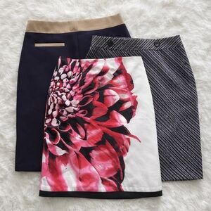 WORTHINGTON Skirt Bundle Bold Floral, Chevron Stripe, Colorblock Minimalist, 10